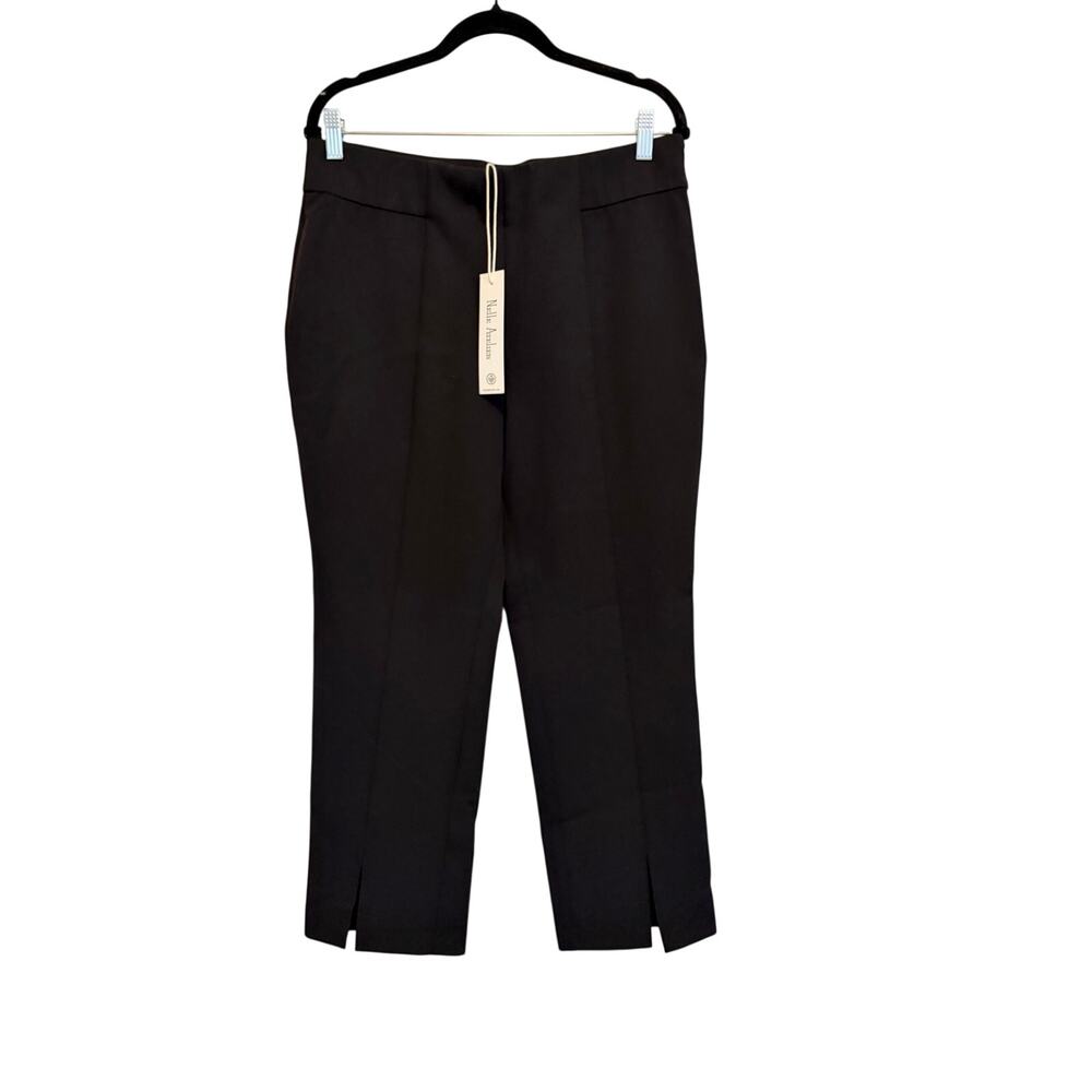 Nelle Atelier Pants 12 Black Split Hem Crop Slit Tailored Quiet Luxury Work NEW